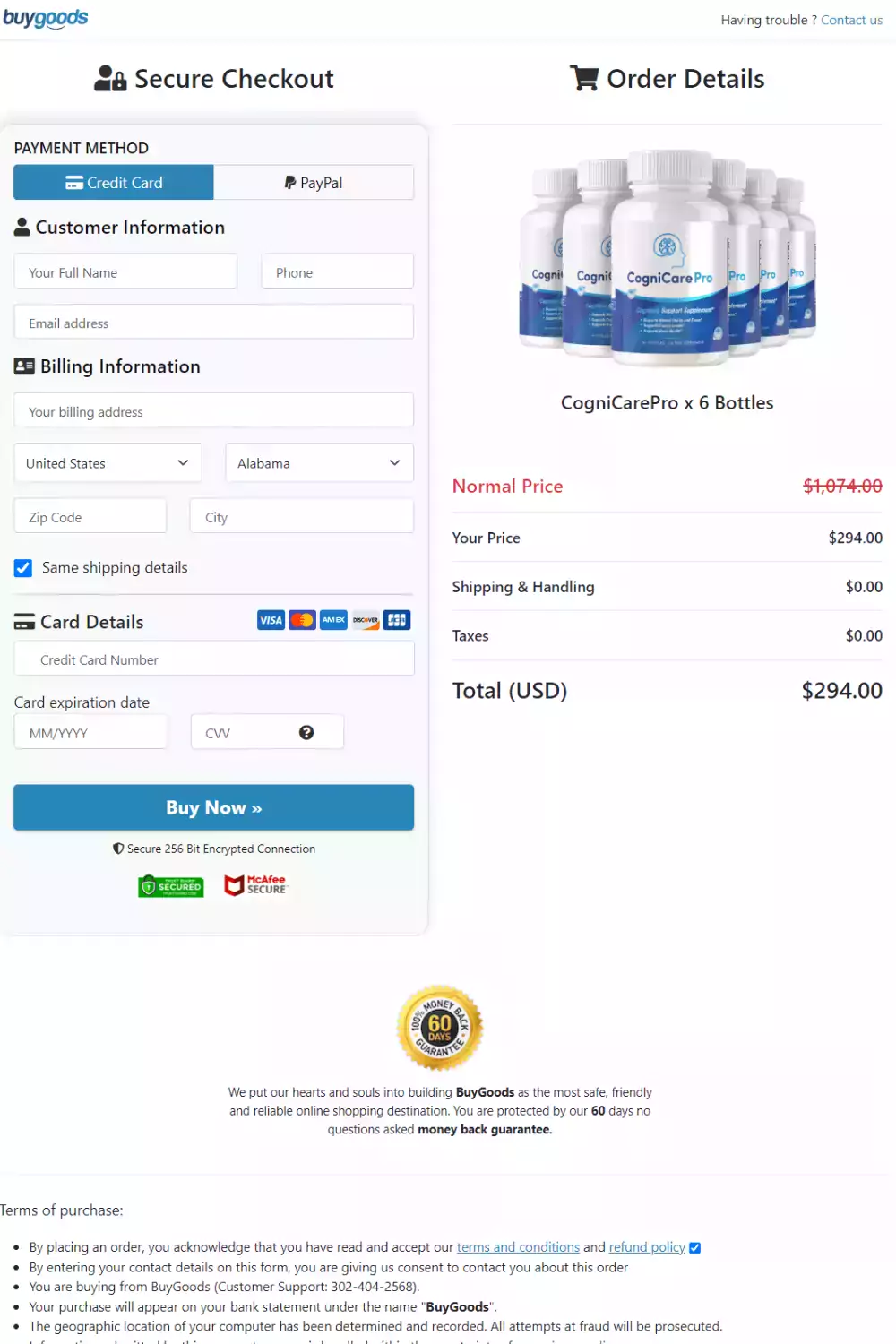 CogniCare Pro Order Page